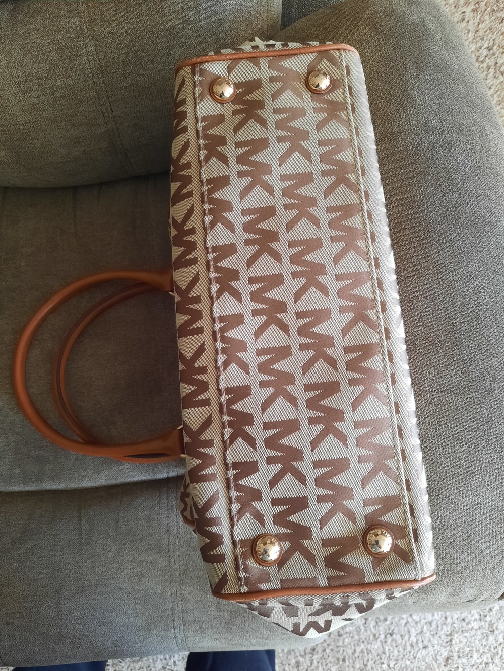 Michael Kors Tan MK Logo Satchel Bag - Picture 7 of 9